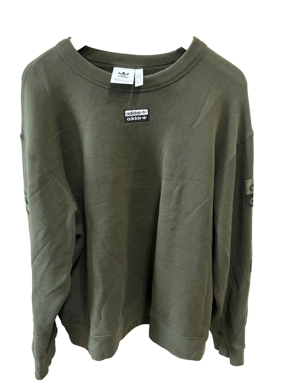 NWOT Adidas originals Men's Sporty casual patchwork logo Sleeves Sweatshirt Sz-L